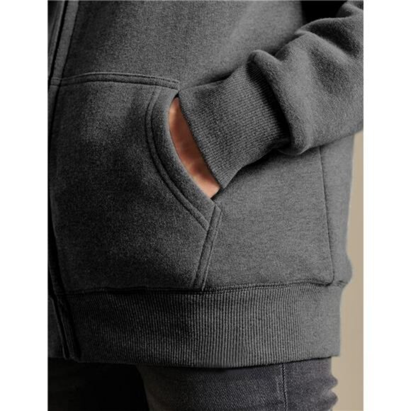 Women's Full Zip Up Sherpa Lined Hoodie Jacket Charcoal - Picture 7 of 7